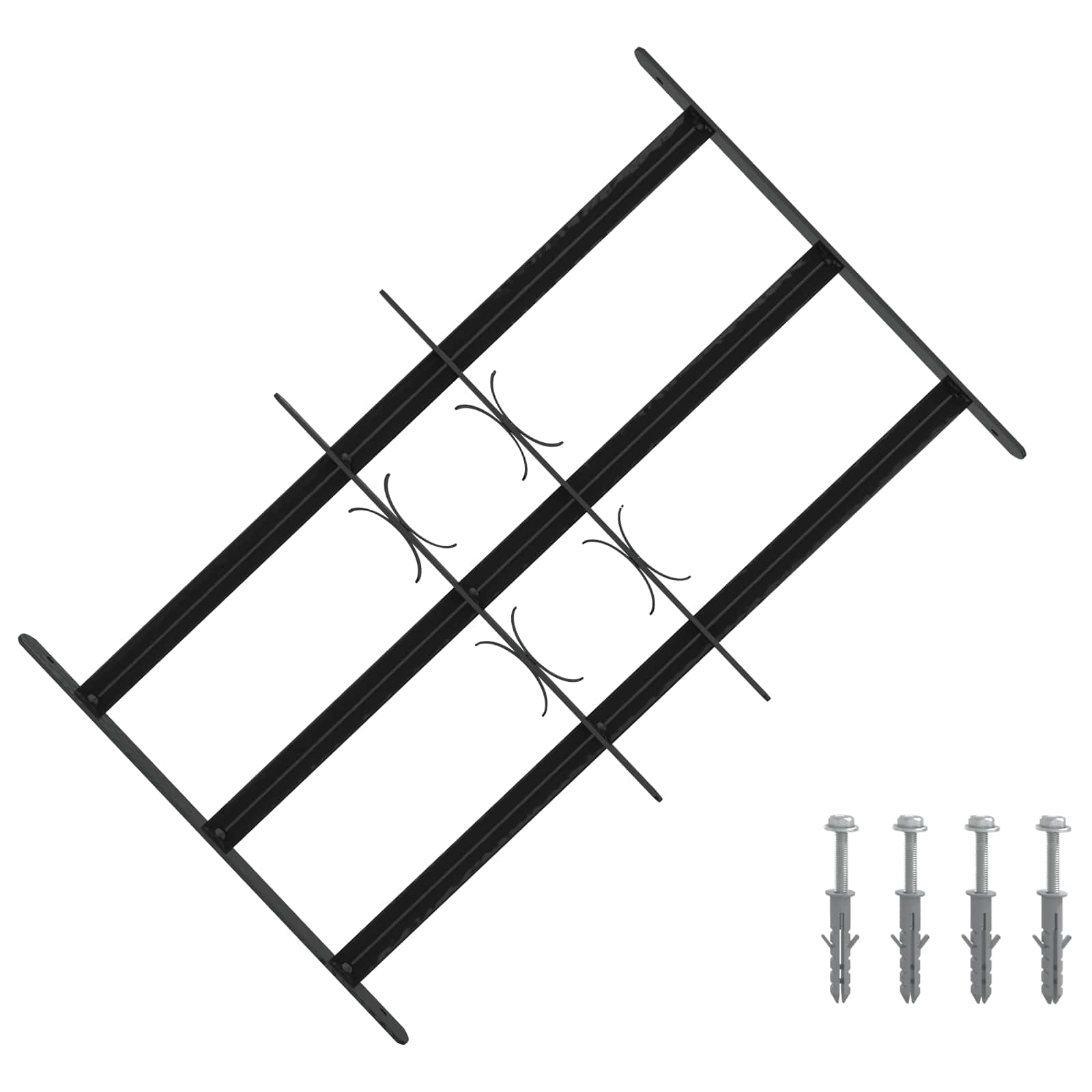 Fenstergitter 76 x 30 cm Pulverbeschichteter Stahl Schwarz