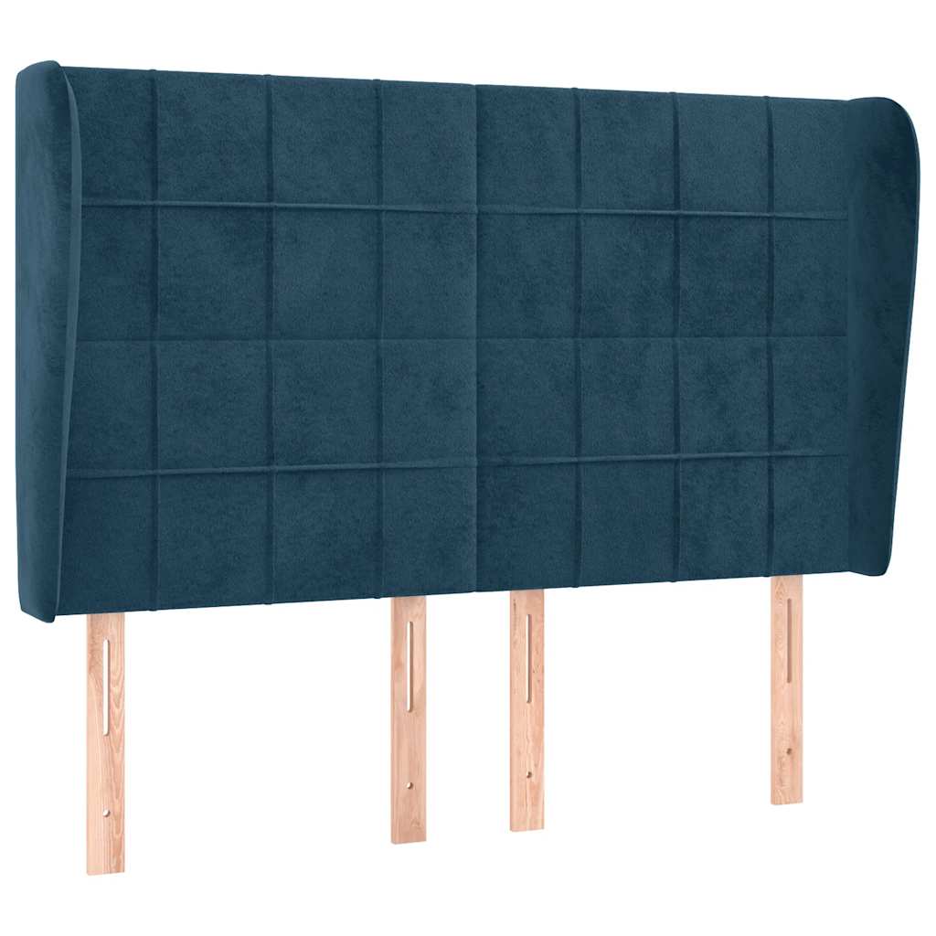 Kopfteil mit Ohren Dunkelblau 93x23x78/88 cm Samt