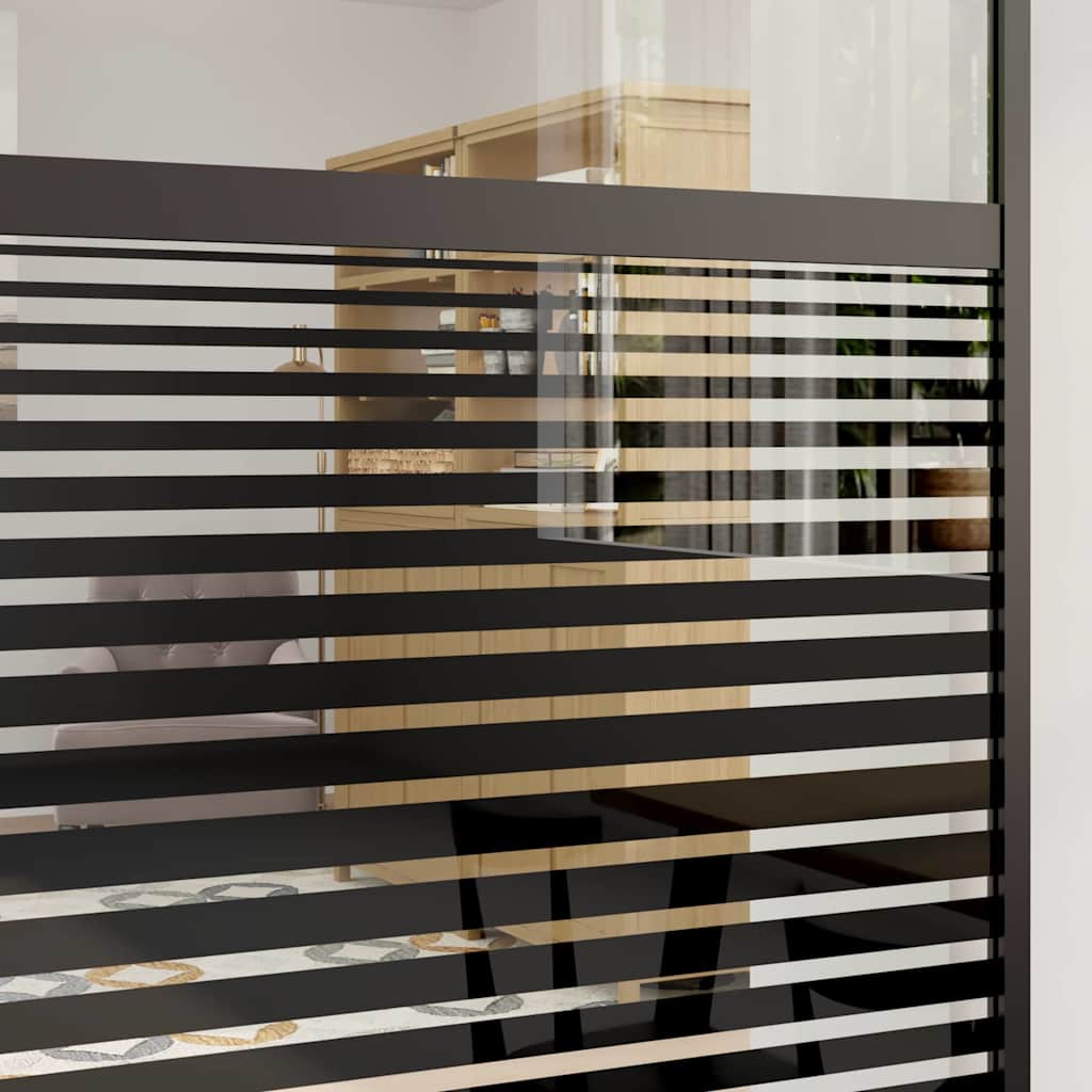 Schiebetür 3-teilig ESG-Glas und Aluminium 76x205 cm Schwarz