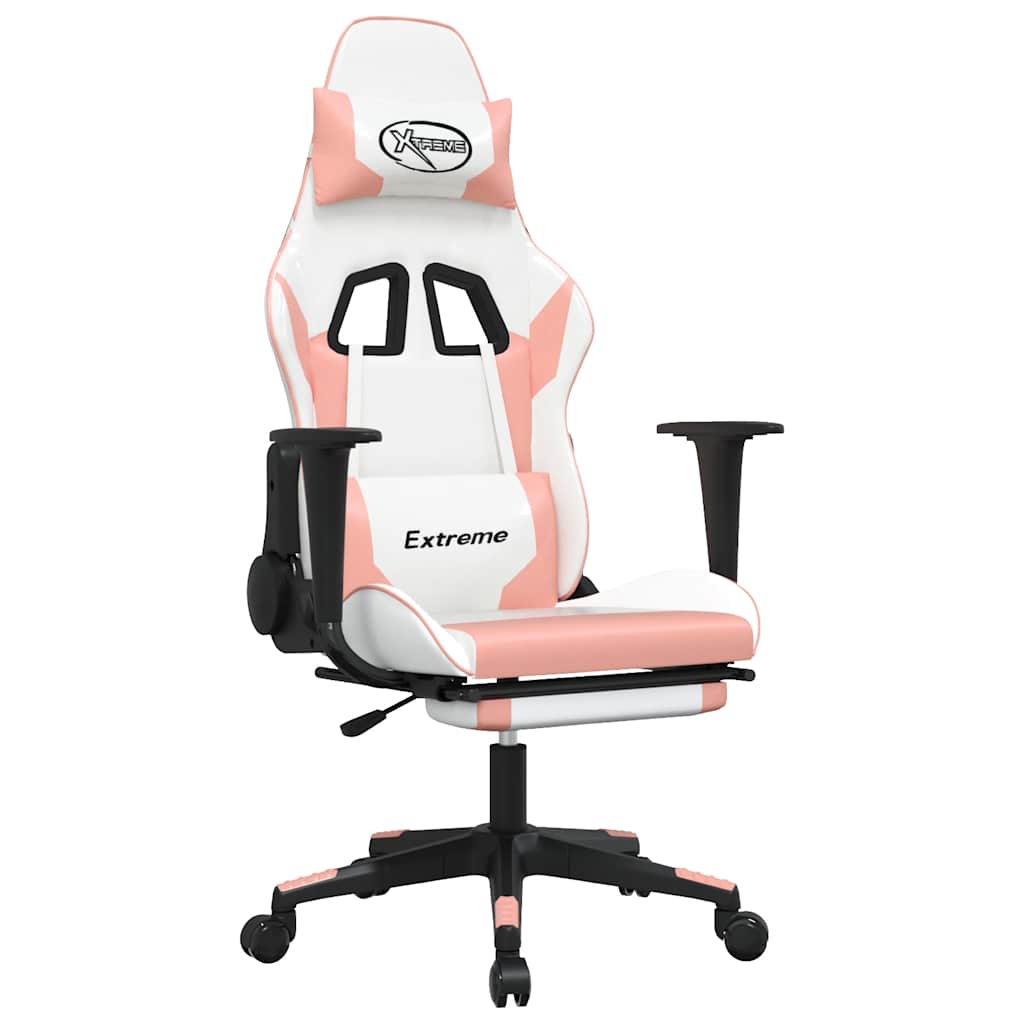 Gaming-Stuhl mit Massagefunktion Schwarz und Blau Kunstleder