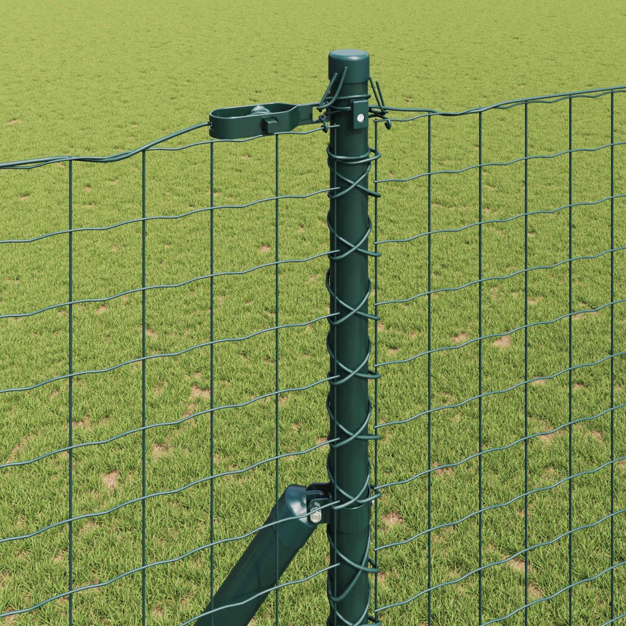 Zaunpfosten 2 pcs Grün 50 cm Pulverbeschichteter Stahl