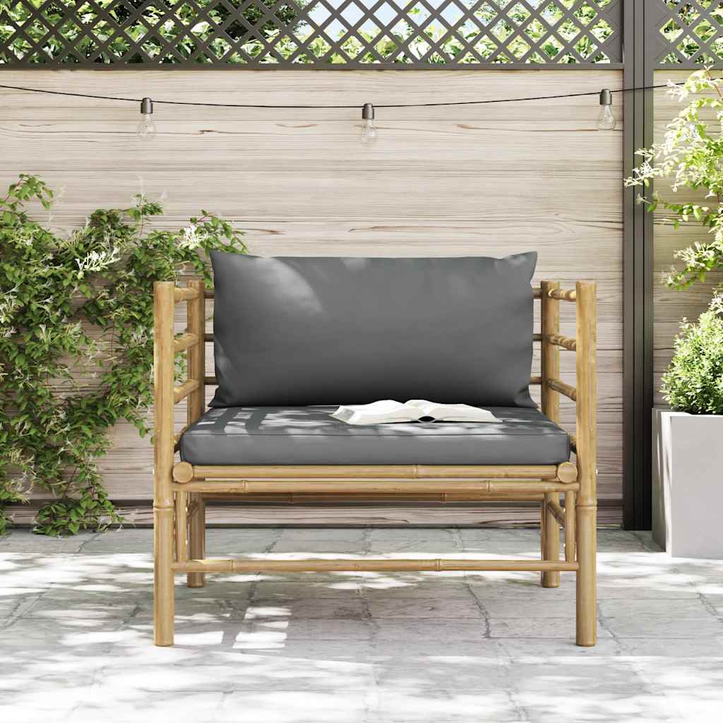 3-tlg. Garten-Lounge-Set mit Kissen Bambus