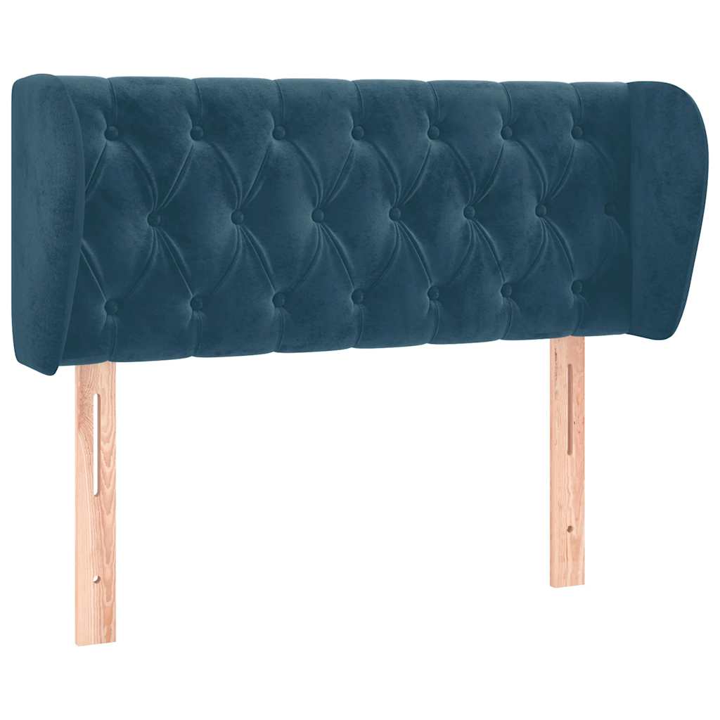 Kopfteil mit Ohren Dunkelblau 93x23x78/88 cm Samt