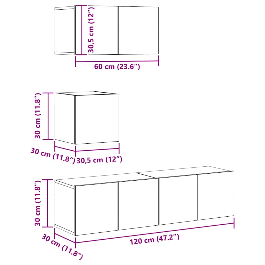 4-tlg. TV-Schrank-Set Sonoma-Eiche Holzwerkstoff