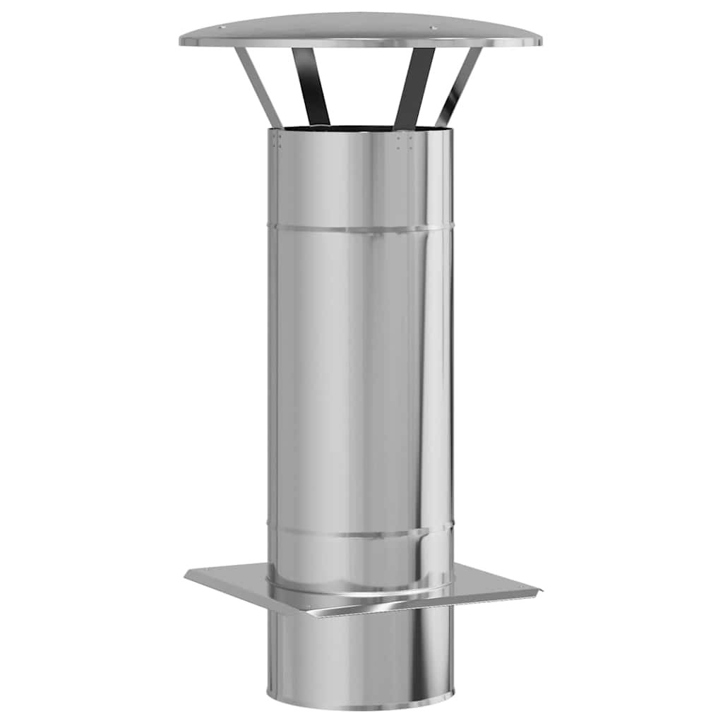 Kaminverlängerung Silber 25 x 25 x 65 cm Edelstahl