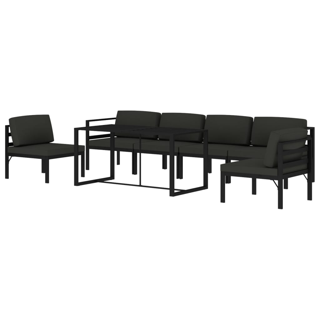 10-tlg. Garten-Lounge-Set mit Kissen Aluminium Anthrazit