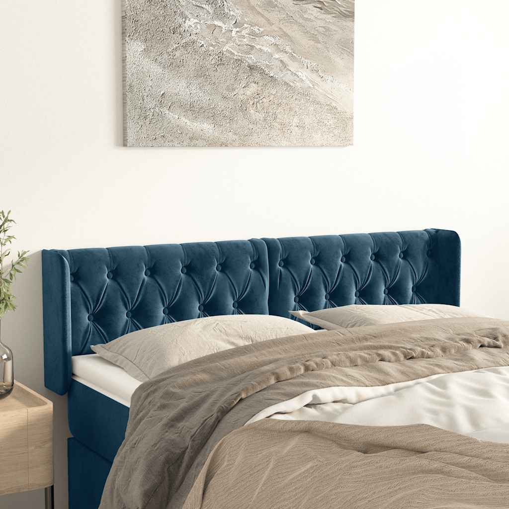Kopfteil mit Ohren Dunkelblau 93x16x78/88 cm Samt