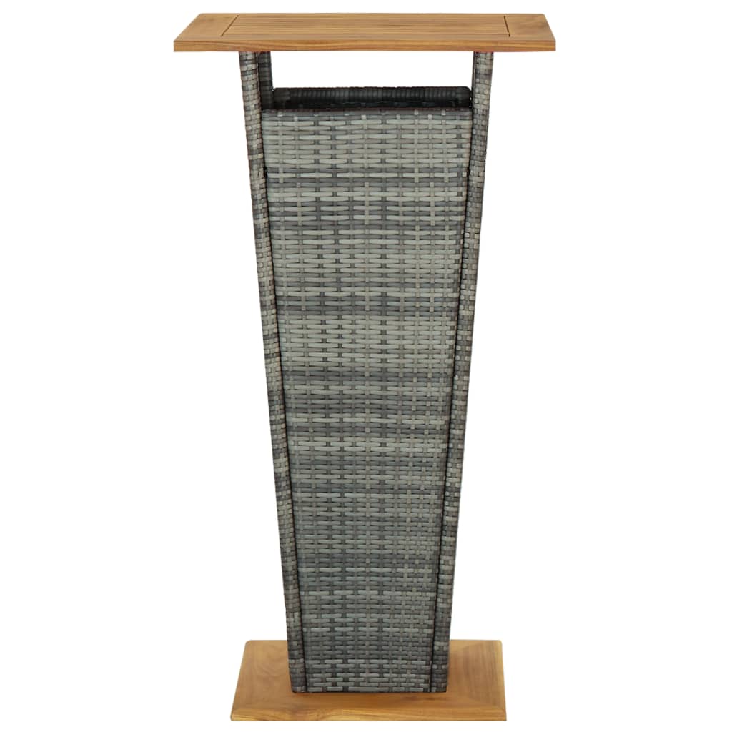 Bartisch Schwarz 80x80x110 cm Poly Rattan und Massivholz Akazie