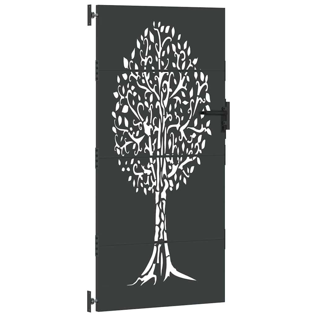 Gartentor 85x75 cm Cortenstahl Baum-Design