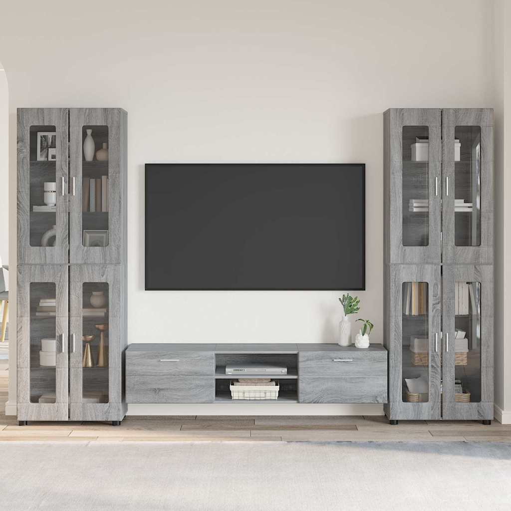 Highboard mit Regal FLORIN Weiß 60 x 35 x 182 cm Holzwerkstoff