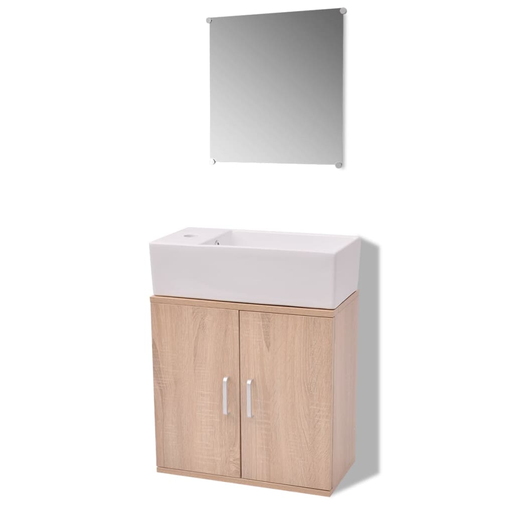 3-tlg. Badmöbel-Set mit Waschbecken Schwarz