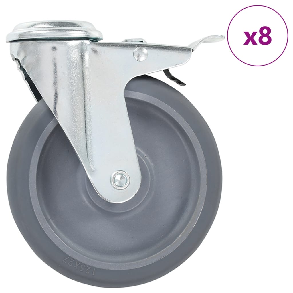 Lenkrollen mit Bolzenloch und Doppelbremsen 4 Stk. 125 mm