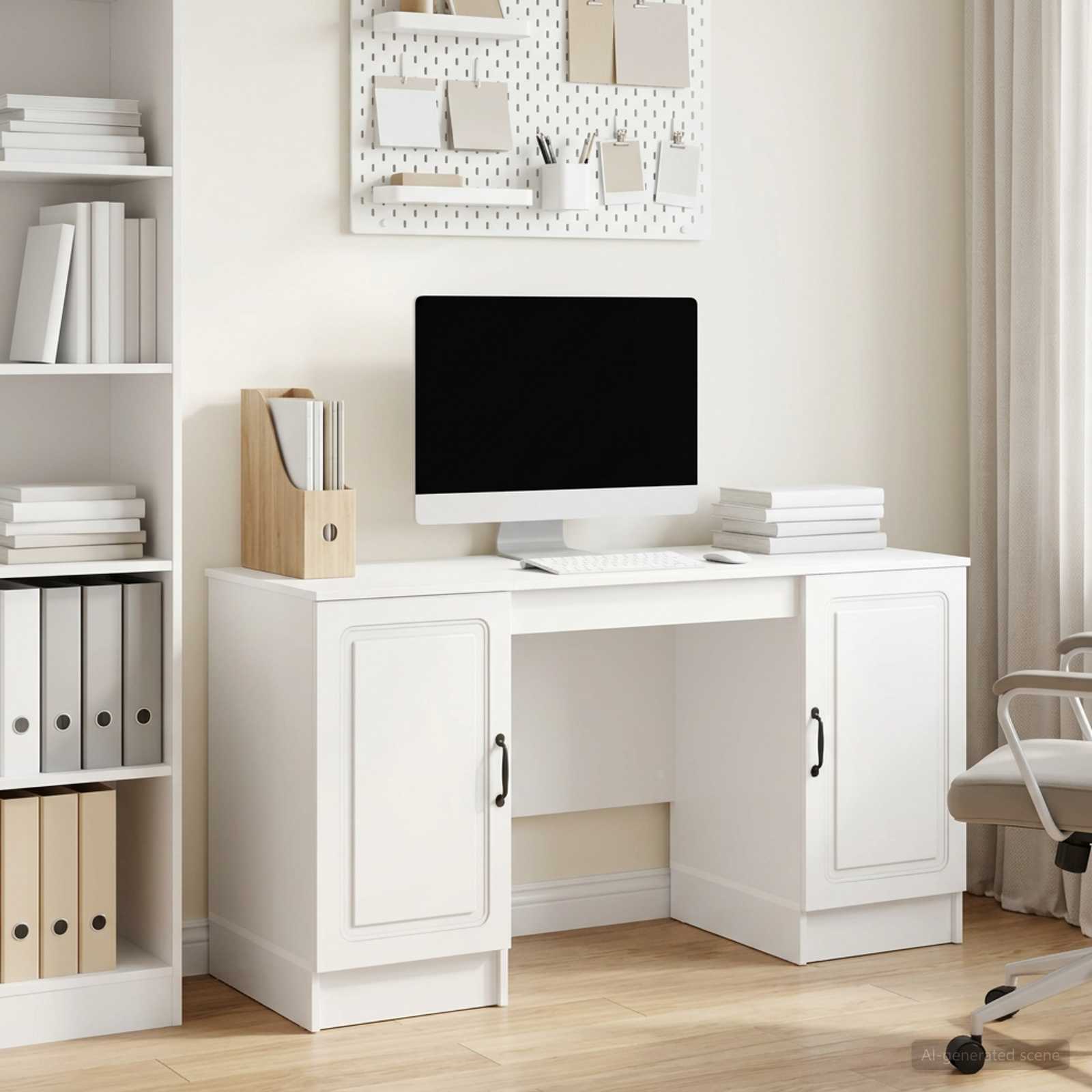 Schreibtisch mit Regal Schwarz 142,5 x 50 x 75 cm Holzwerkstoff