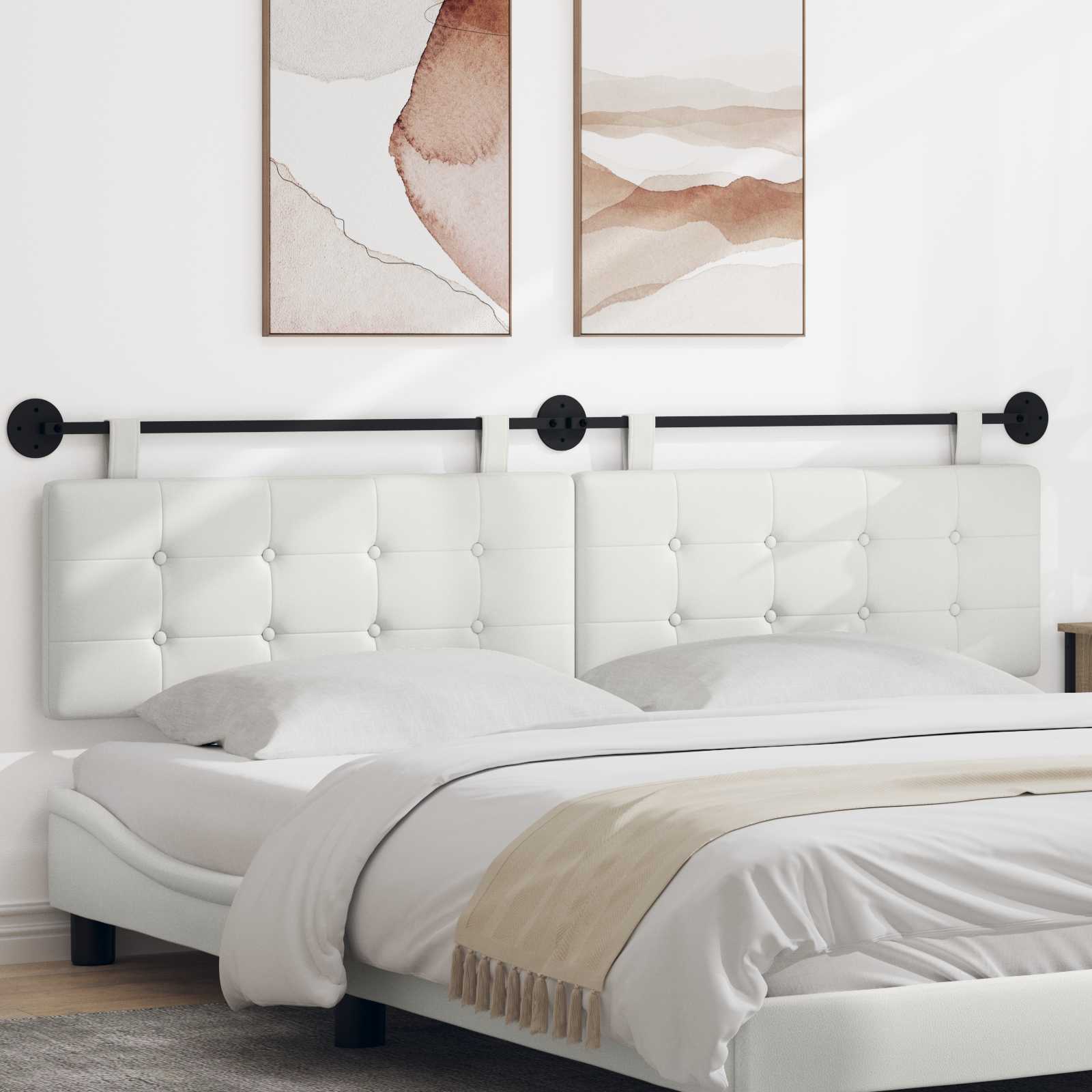 Hängendes Kopfteil Mit LED Licht Creme Kunstleder
