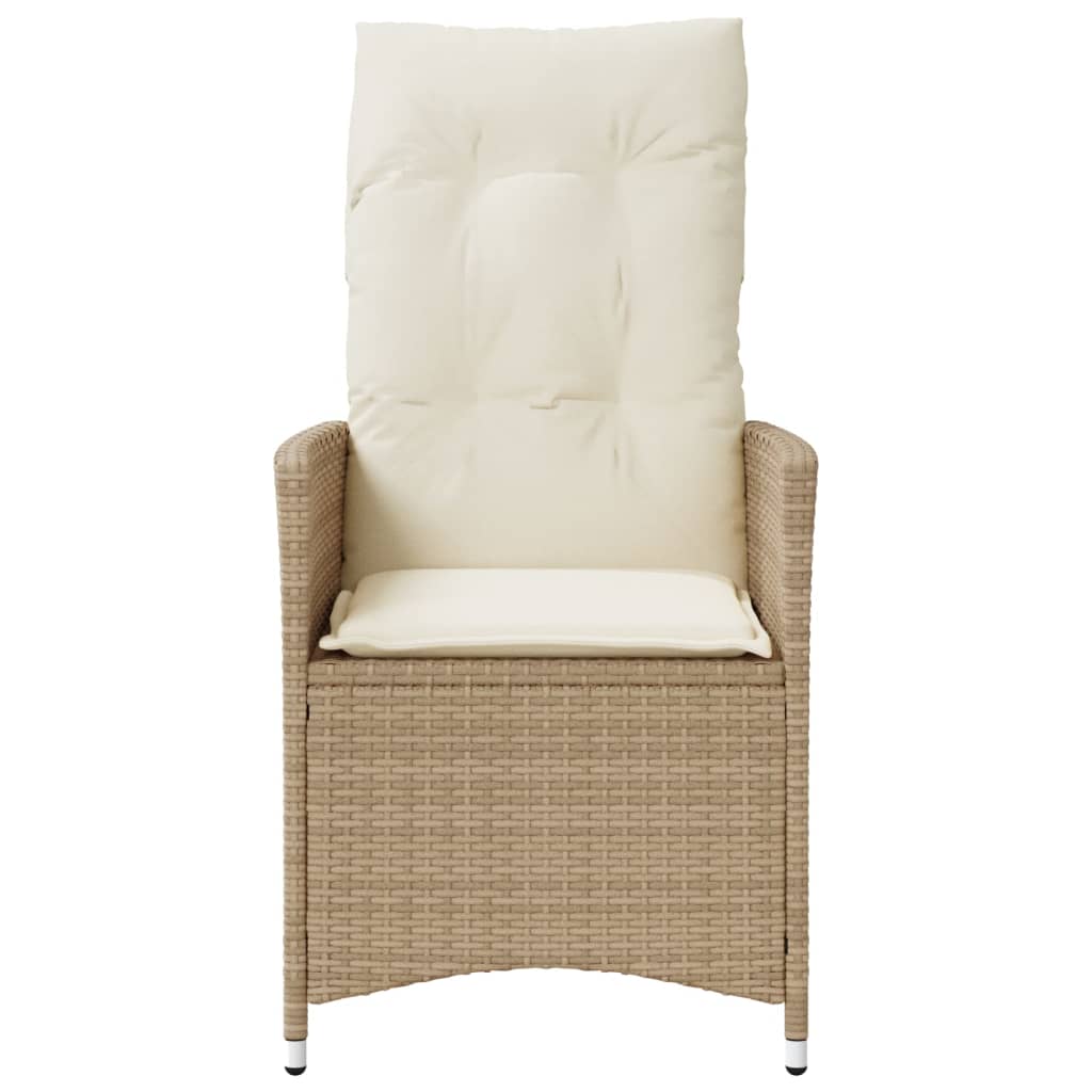 Gartensessel Verstellbar mit Kissen Schwarz Poly Rattan
