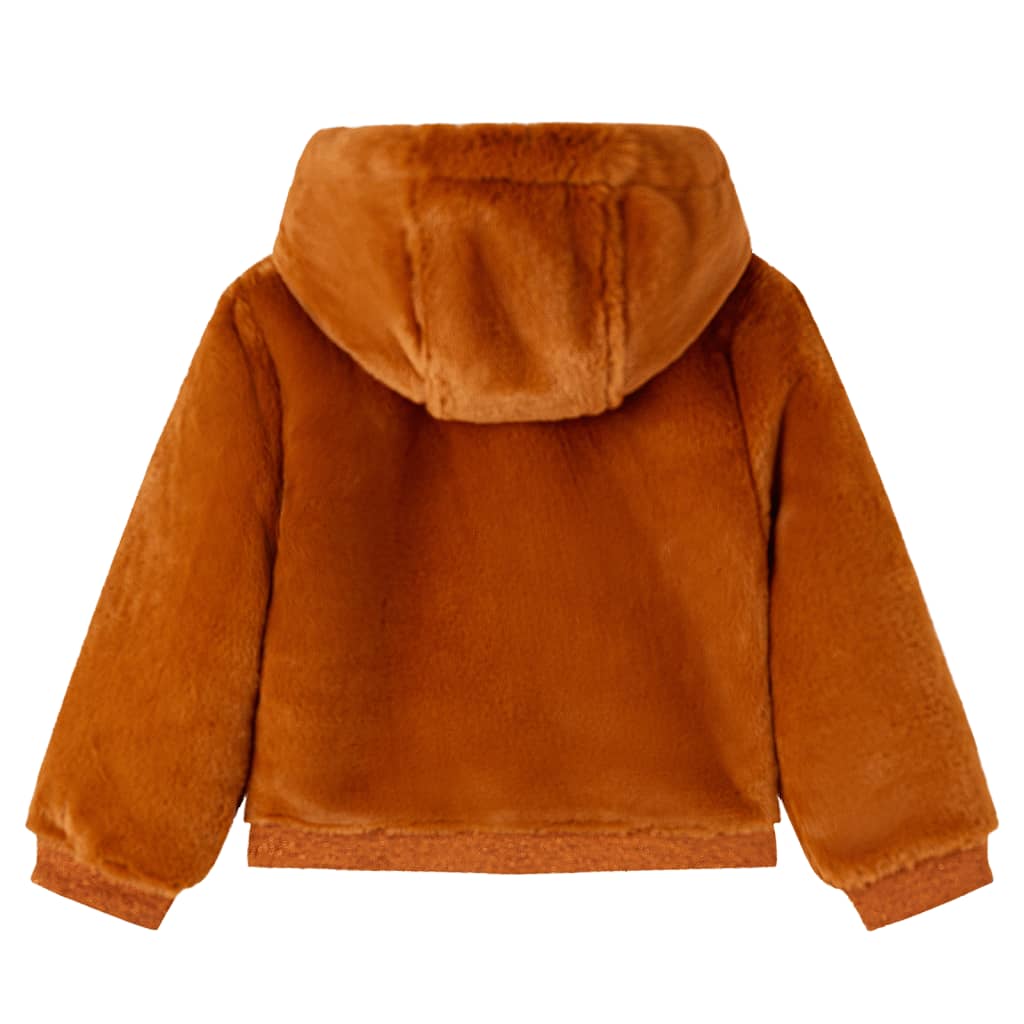 Kinder-Kapuzenjacke Kunstpelz Cognac 104