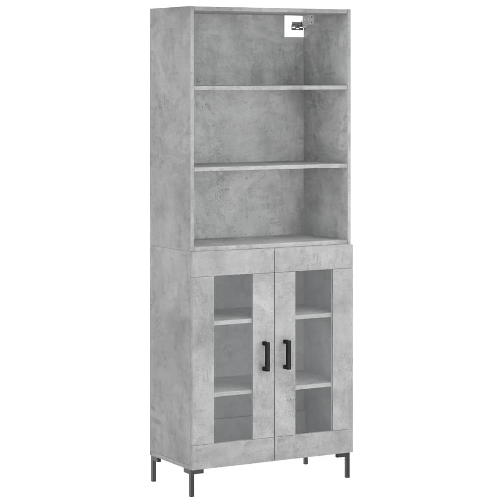 Highboard Hochglanz-Weiß 69,5x34x180 cm Holzwerkstoff