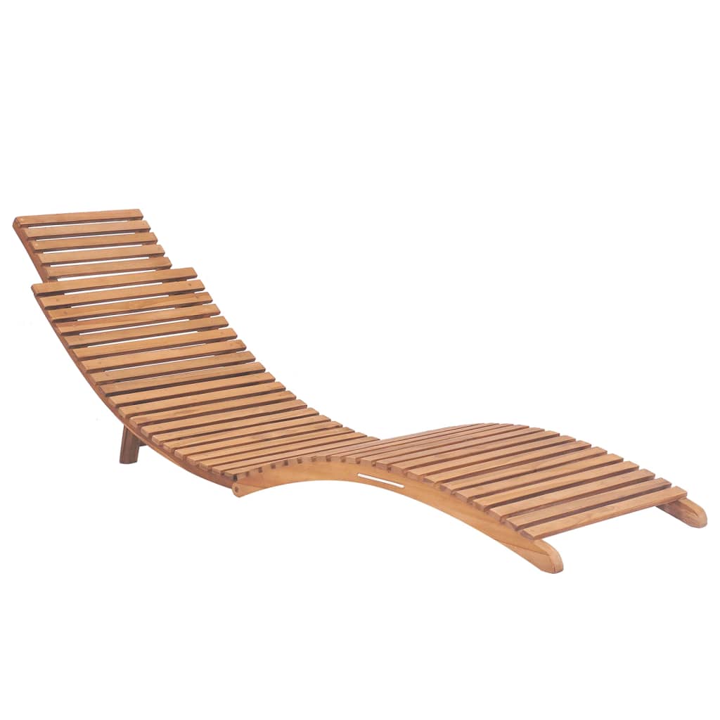 Klappbare Sonnenliege mit Cremeweißer Auflage Massivholz Teak