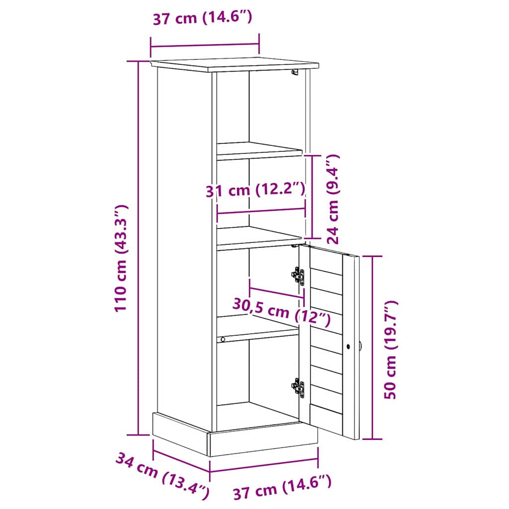 Badezimmerschrank VIGO Weiß und Antikweiß 37 x 34 x 110 cm