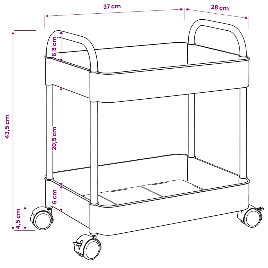 Aufbewahrungswagen 2 Etagen Transparent 37x28x43,5 cm Acryl