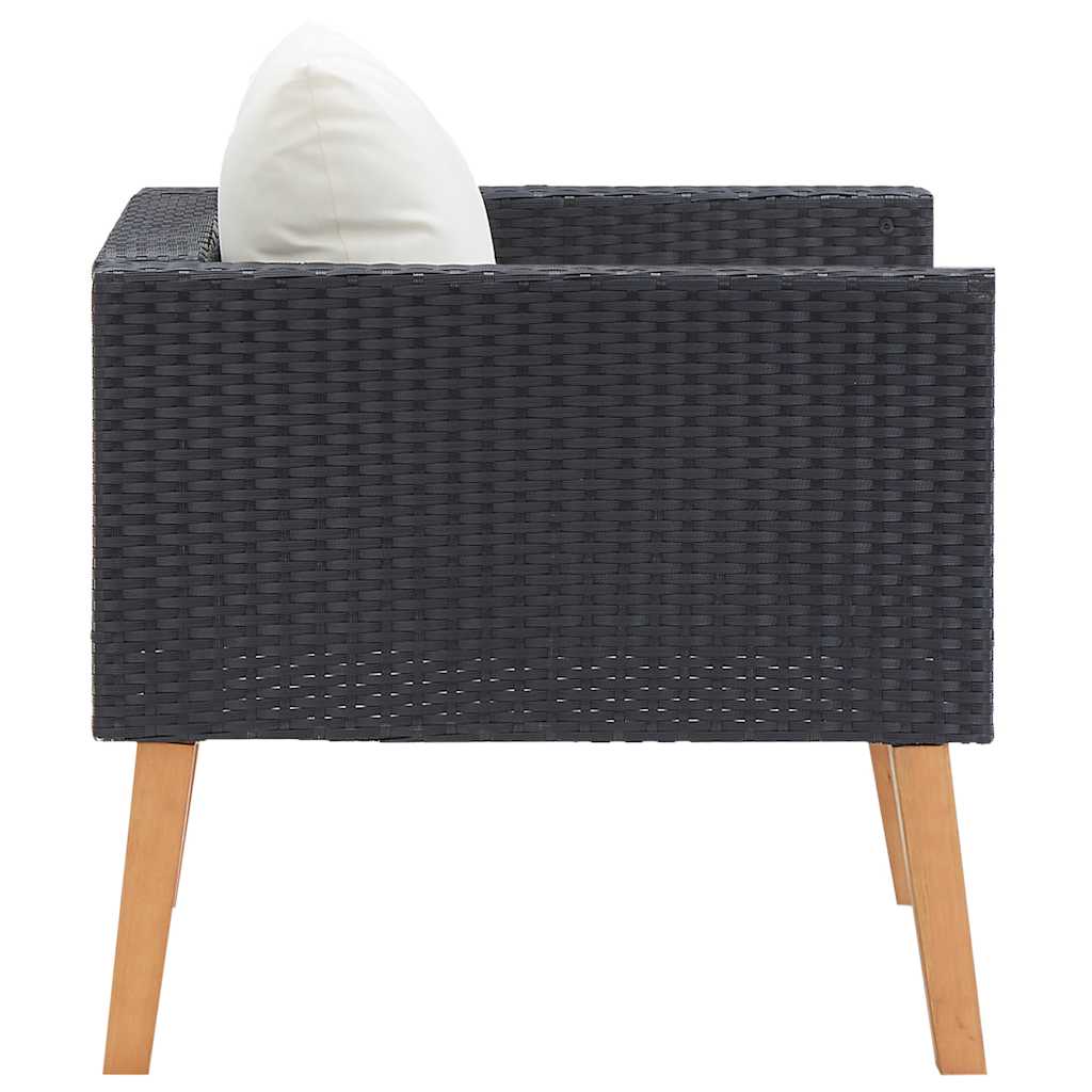 3-Sitzer-Gartensofa mit Auflagen Poly Rattan Beige