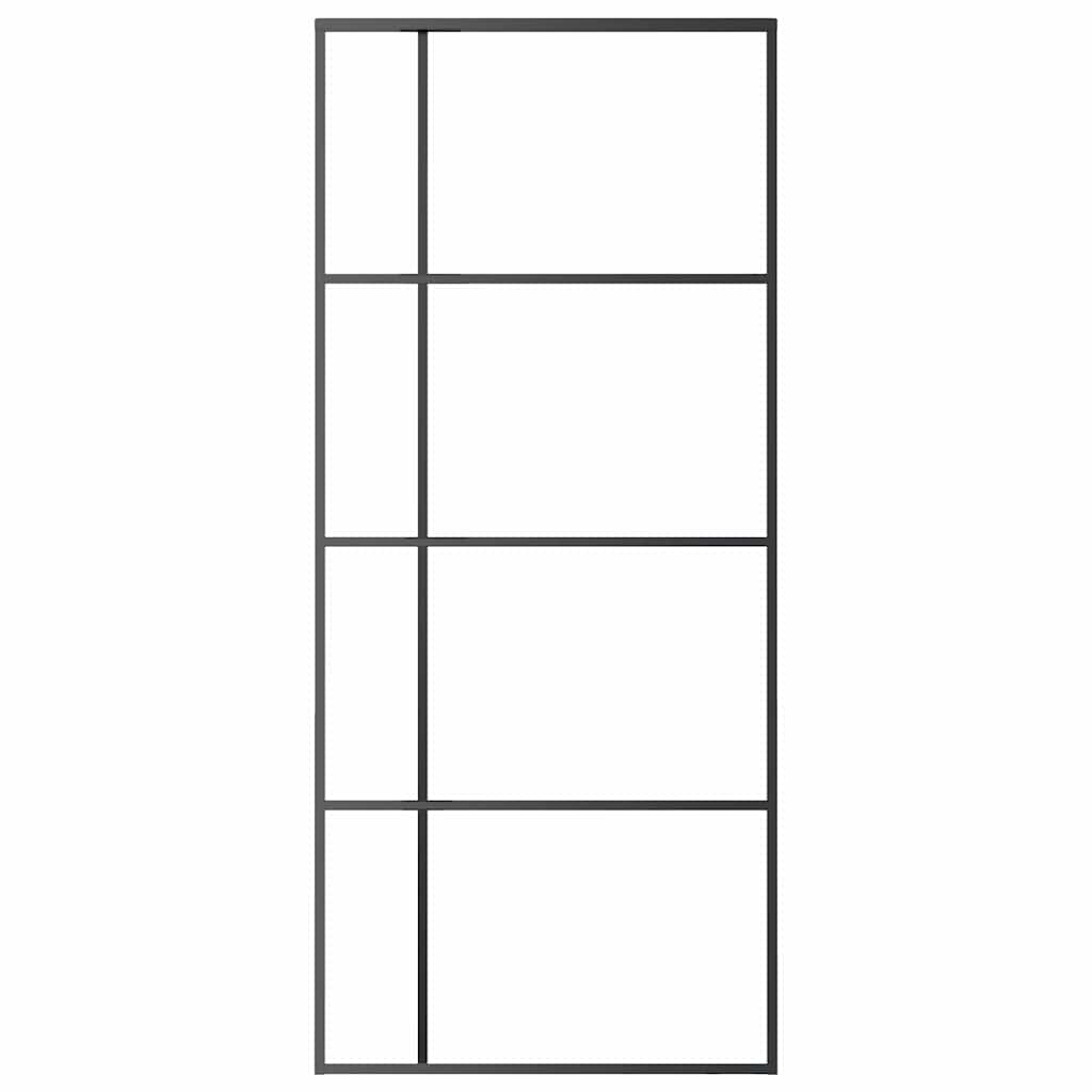 Schiebetür ESG-Glas und Aluminium 76x205 cm Schwarz
