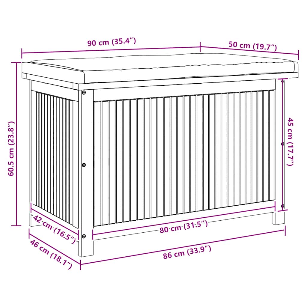 Outdoor-Kissenbox 60x50x61 cm Massivholz Akazie
