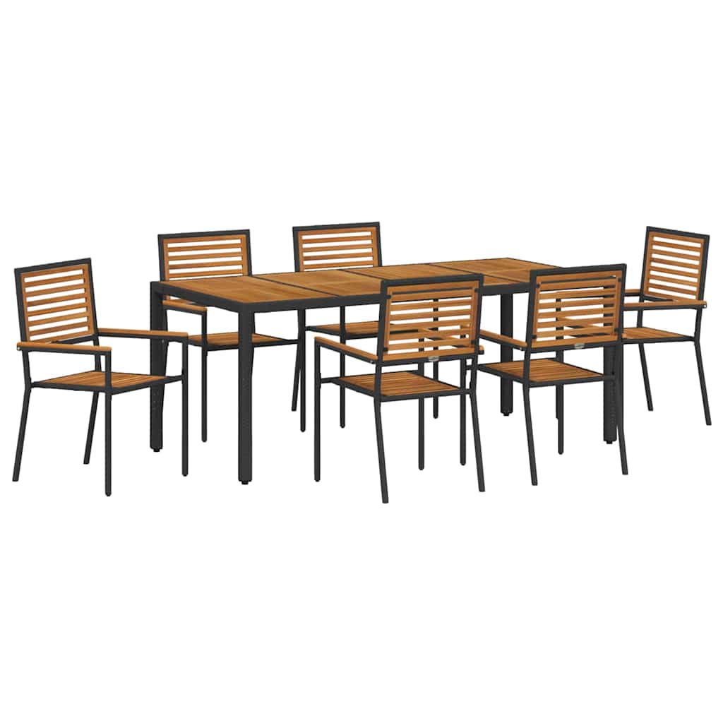 Garten Essgruppe 3 pcs Schwarz und Braun Poly-Rattan