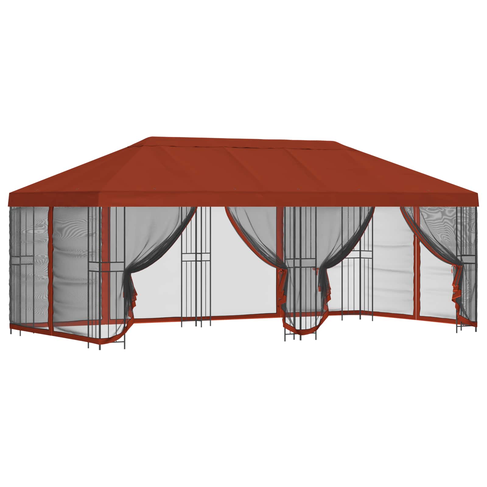 Pavillon mit Seitenwänden 6 x 3 m Beige Polyester und Stahl 190