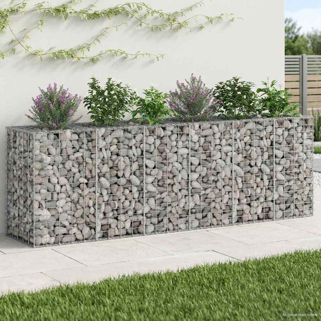 Gabionen Hochbeet 2 pcs Silber 260 x 60 x 55 cm