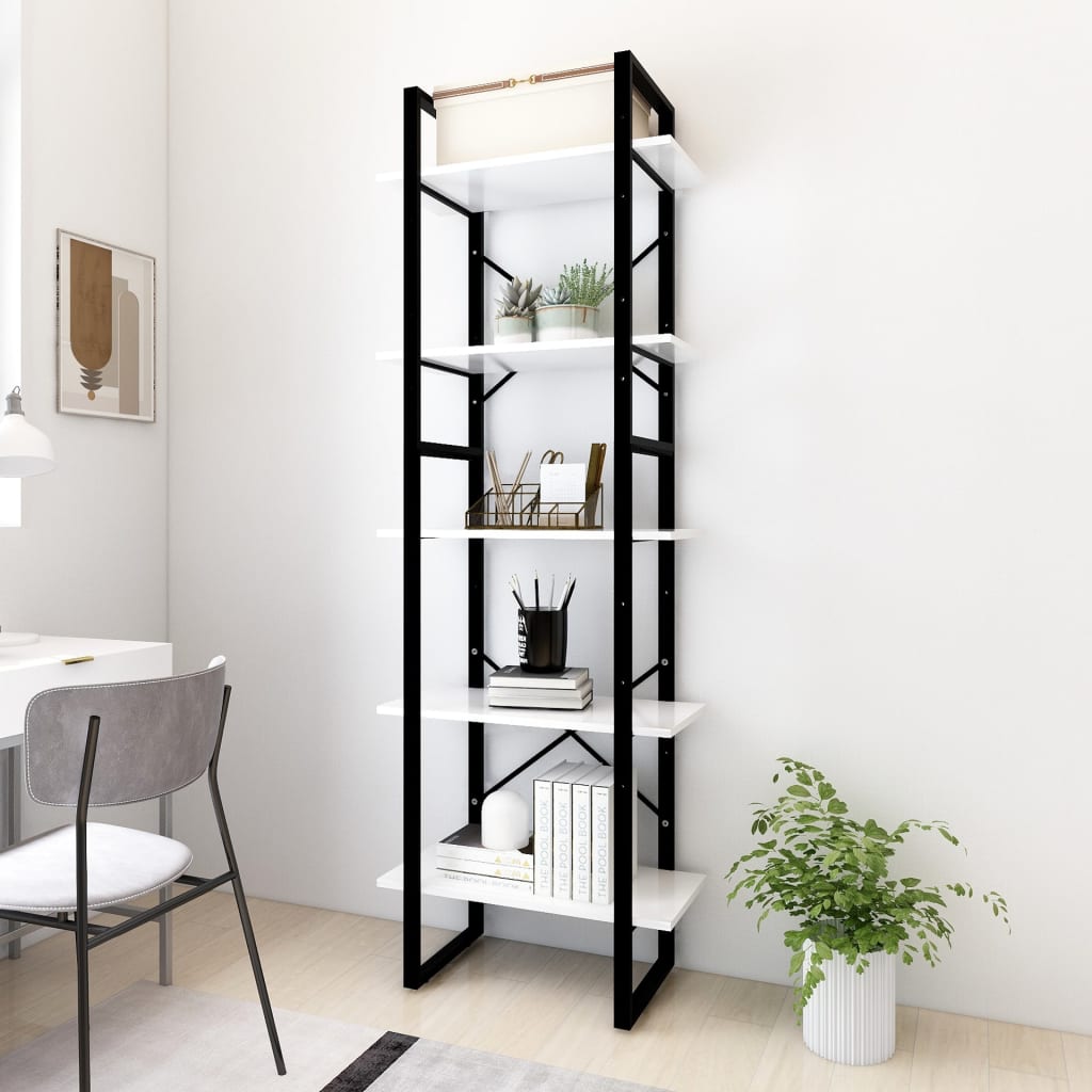 Bücherregal 5 Fächer Weiß 40x30x175 cm Holzwerkstoff