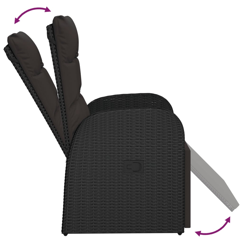 Garten-Liegestühle mit Kissen 2 Stk. Grau Poly Rattan