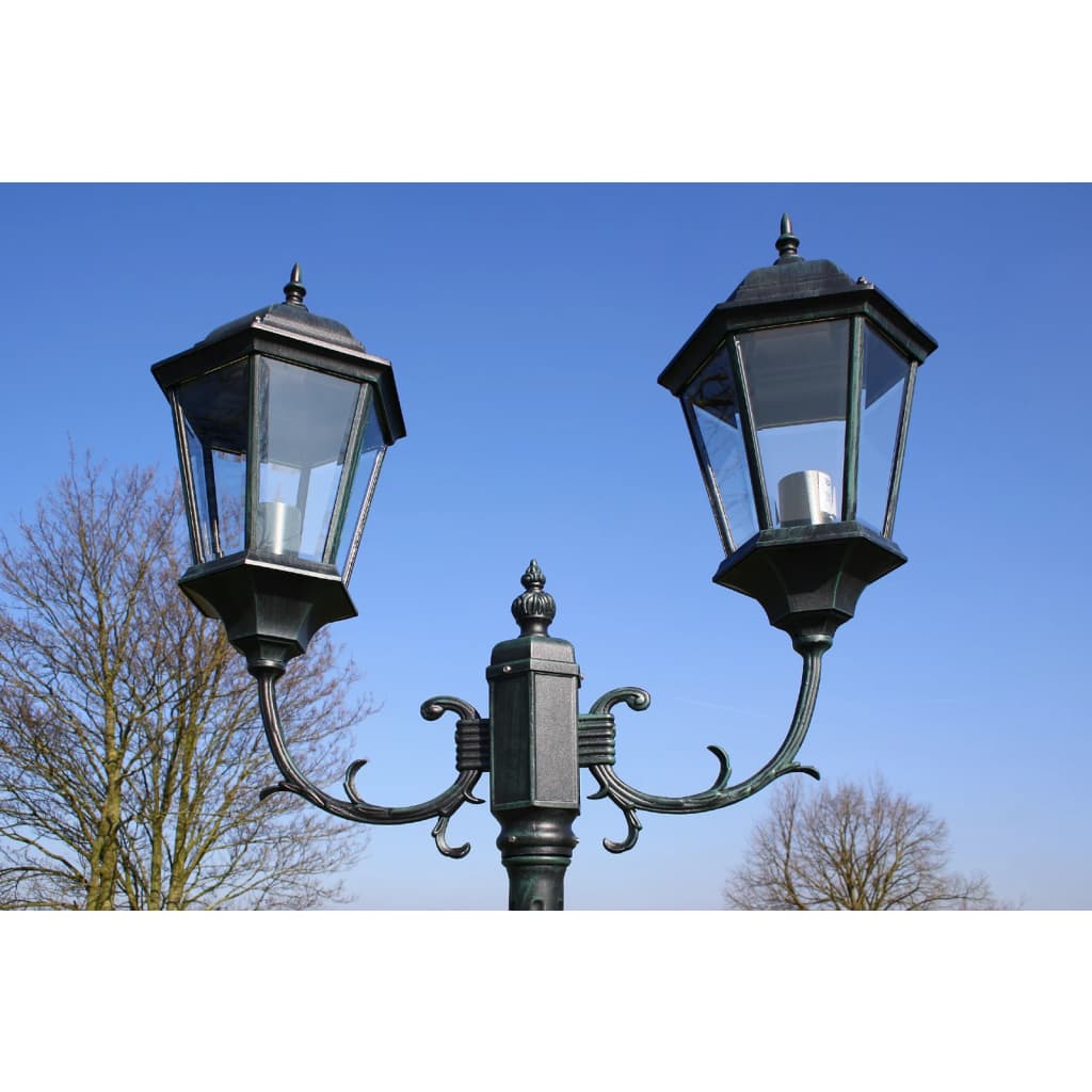 Gartenlaterne 3-flammig 230 cm Dunkelgrün/Schwarz Aluminium