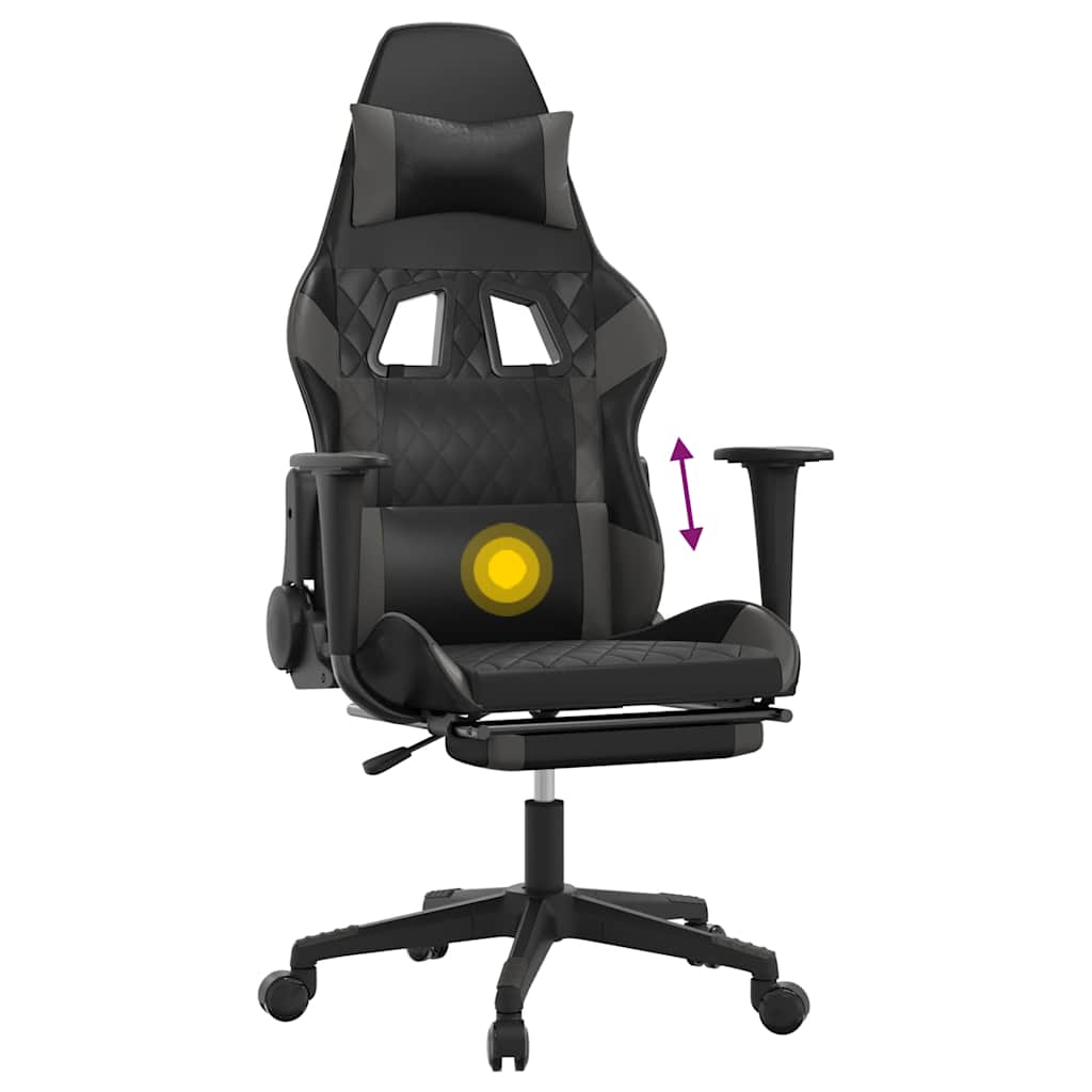 Gaming-Stuhl mit Massagefunktion Schwarz und Blau Kunstleder