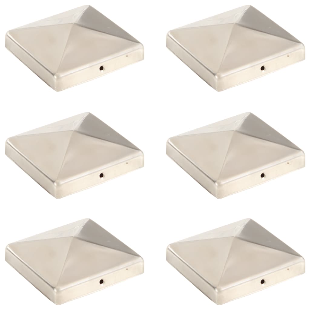 Pfostenkappen 6 Stk. Pyramide Edelstahl 91 x 91 mm