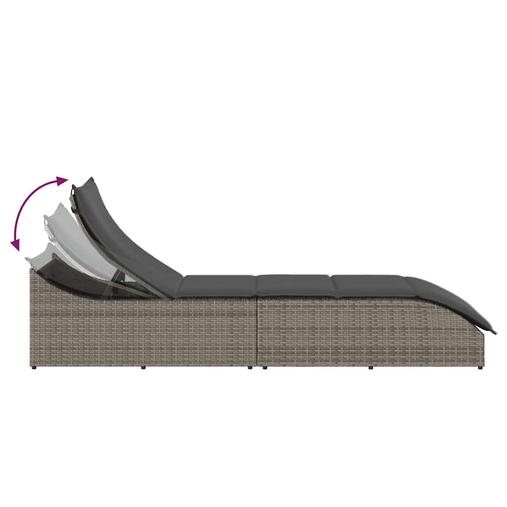 Klappliege mit Auflage und Stauraum Schwarz Poly-Rattan
