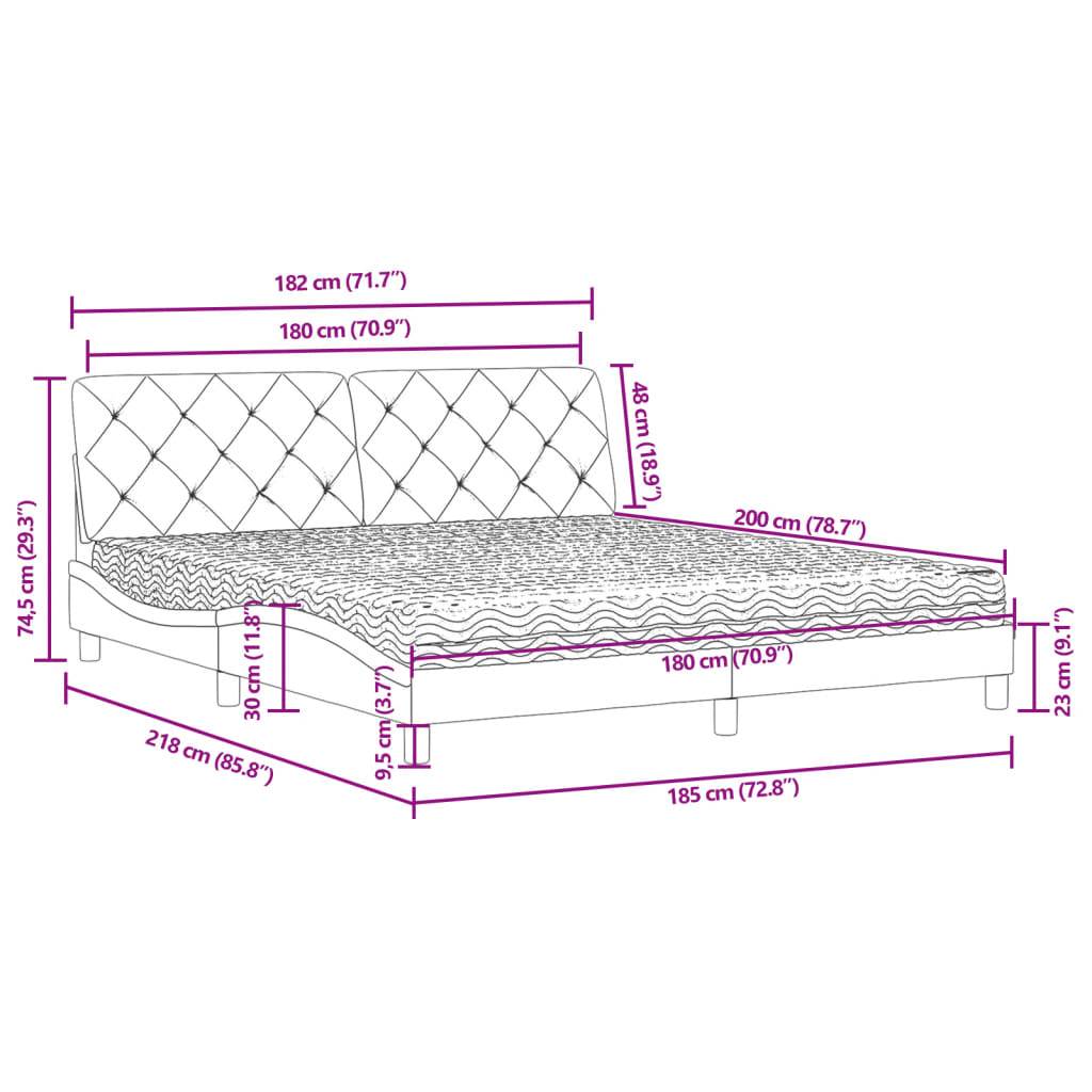Bett mit Matratze Hellgrau 80x200 cm Samt