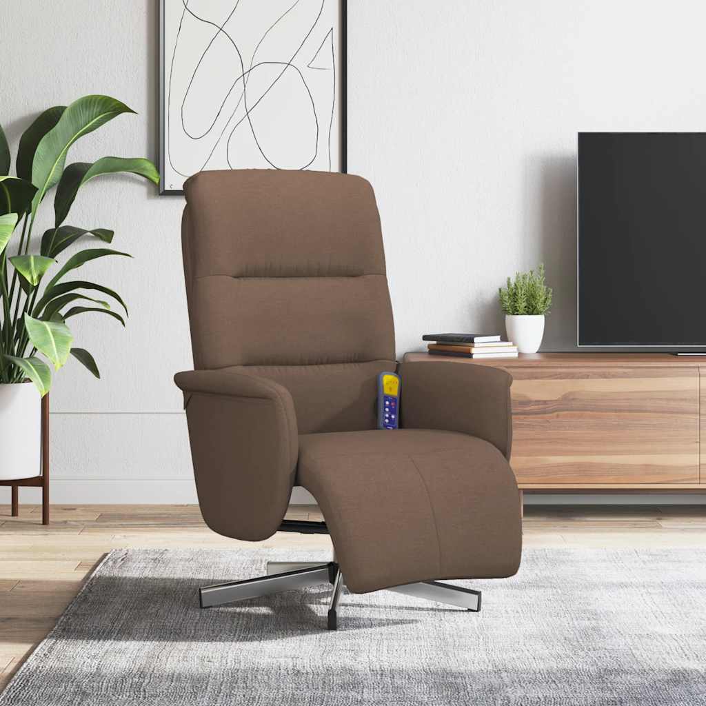 Massagesessel mit Fußteil Braun Stoff