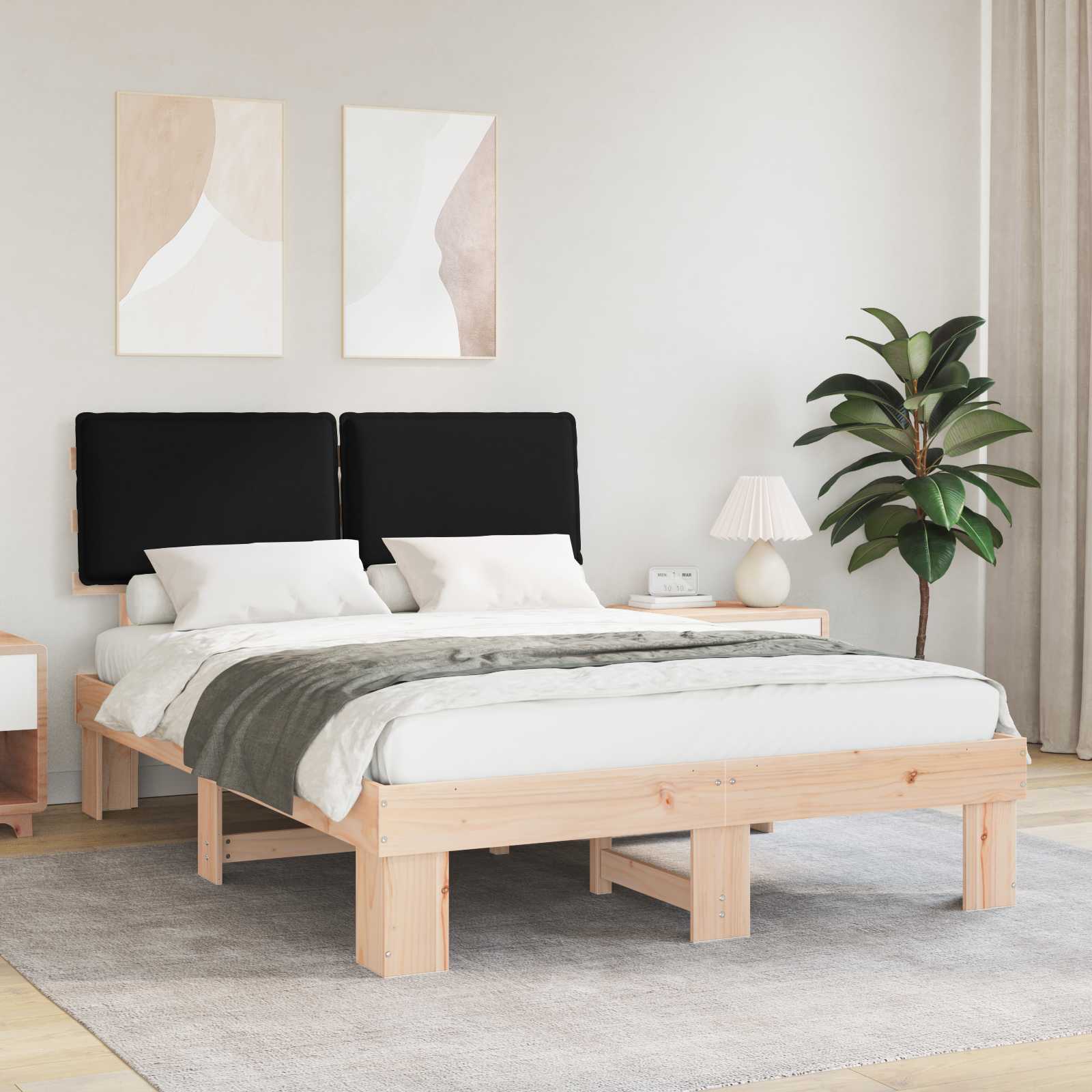 Bettgestell mit gepolstertem Kopfteil Hellgrau 200 x 200 cm