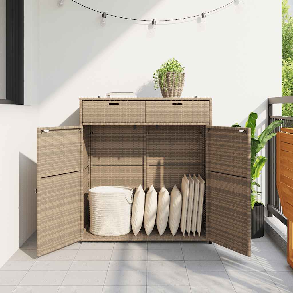 Gartenschrank Schwarz 55x55x111 cm Poly Rattan