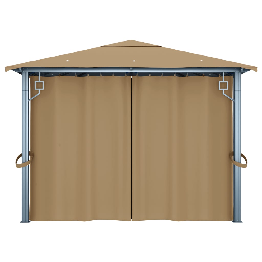 Pavillon mit Vorhang 300x300 cm Taupe Aluminium