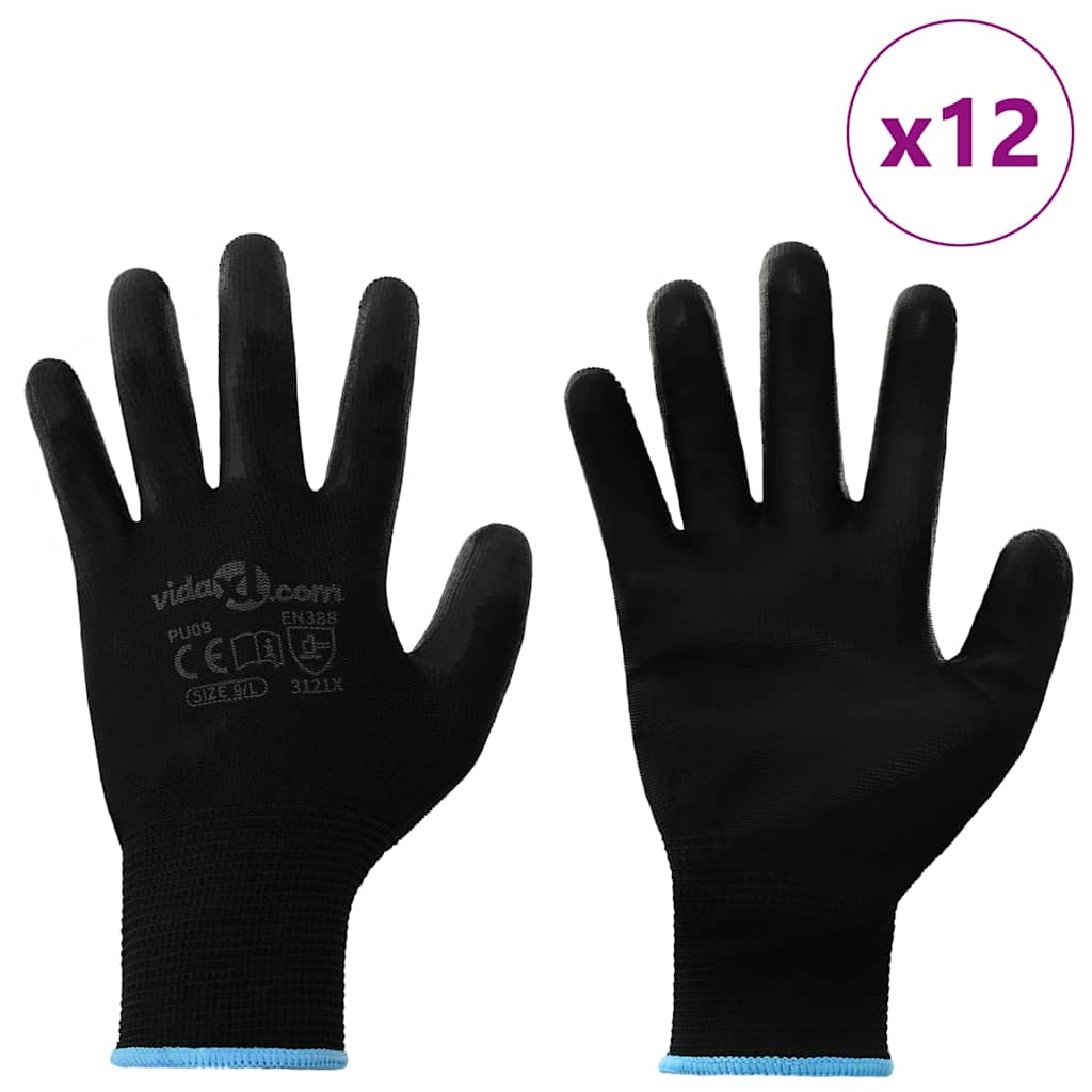 Arbeitshandschuhe 12 pcs Schwarz 7 / S Polyester