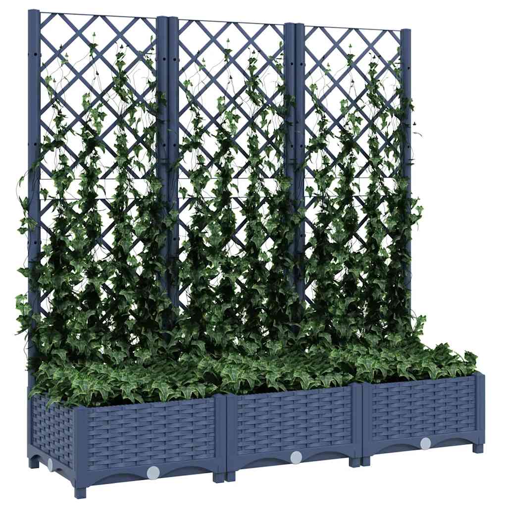 Pflanzkübel mit Rankgitter Hellgrau 40x40x121,5 cm PP