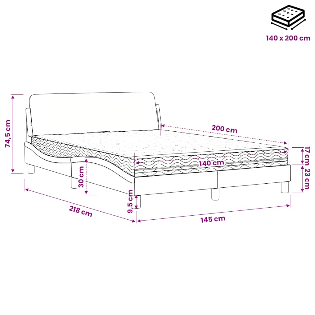 Bett mit Matratze "Dover" Hellgrau 80x200 cm Samt