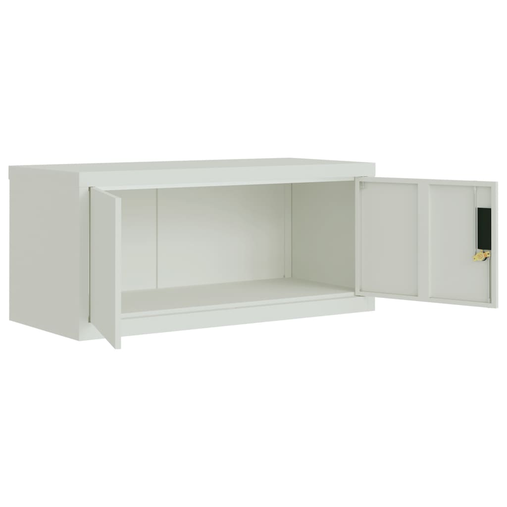 Aktenschrank mit 2 Türen Grau 90 cm Stahl