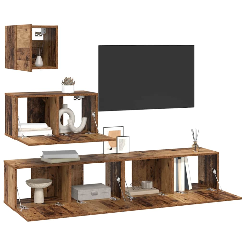 4-tlg. TV-Schrank-Set Weiß Holzwerkstoff