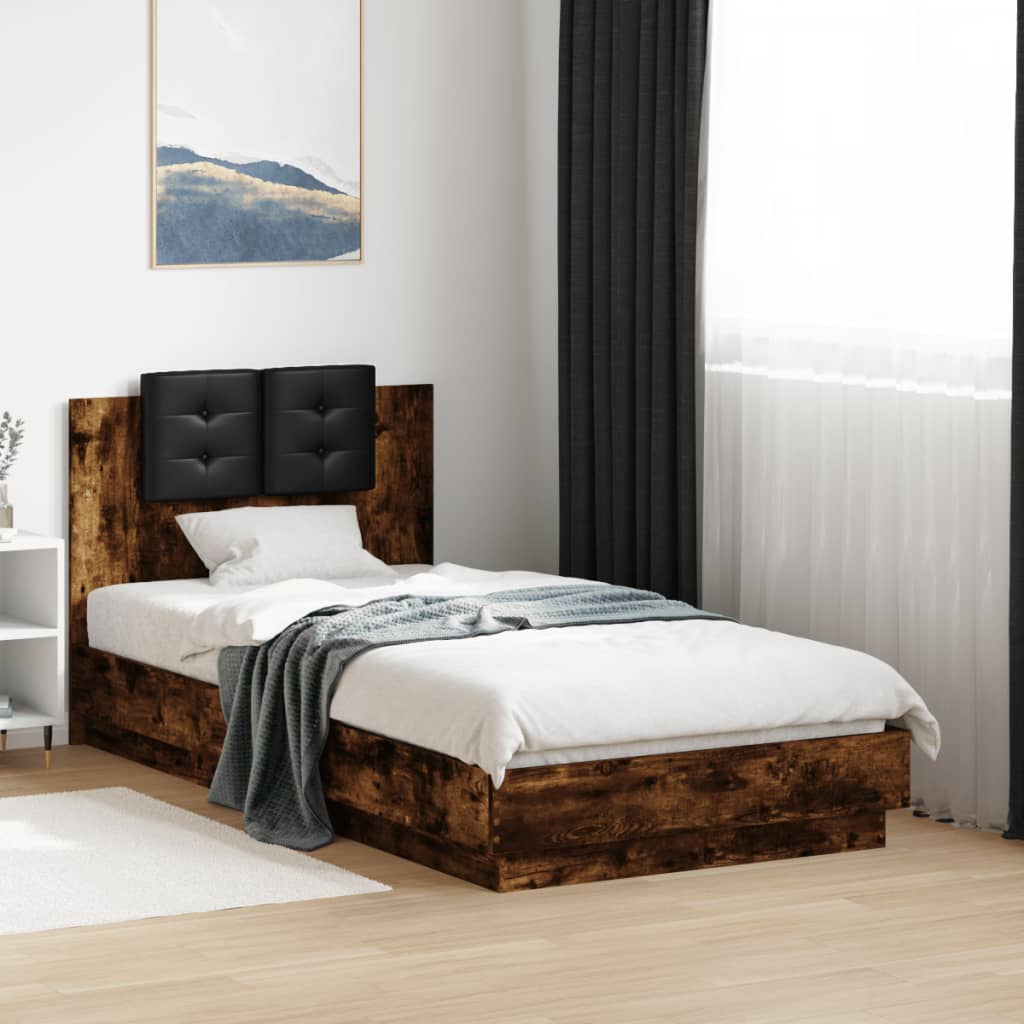 Bettgestell mit Kopfteil Grau Sonoma 180x200 cm Holzwerkstoff