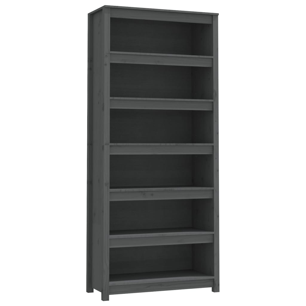 Bücherregal Grau 80x35x68 cm Massivholz Kiefer