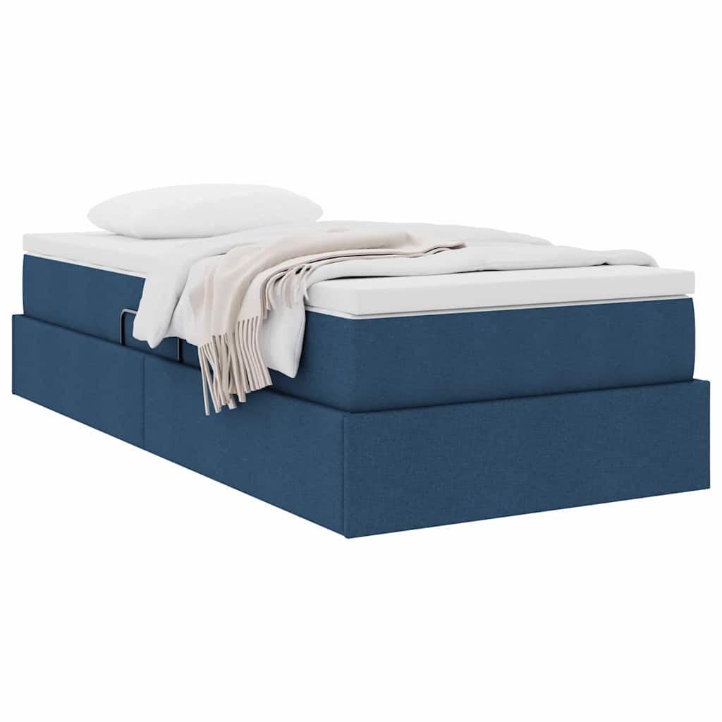 Aufbewahrungsbett mit Matratze Hellgrau 90 x 190 cm Polyester