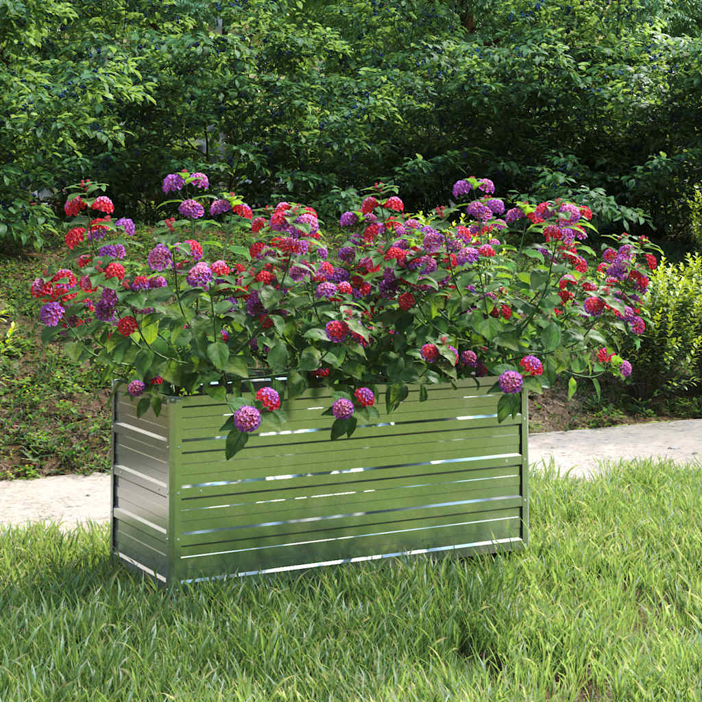 Garten-Hochbeet 160x80x77 cm Verzinkter Stahl Silbern